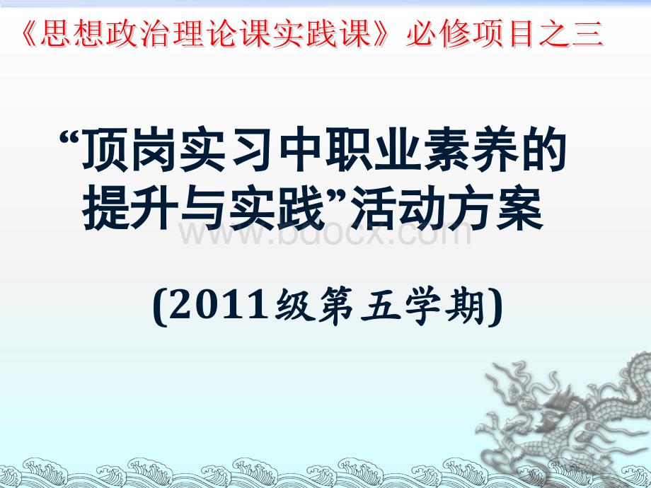 级顶岗实习中职业素养的提升与实践活动方案稿.ppt