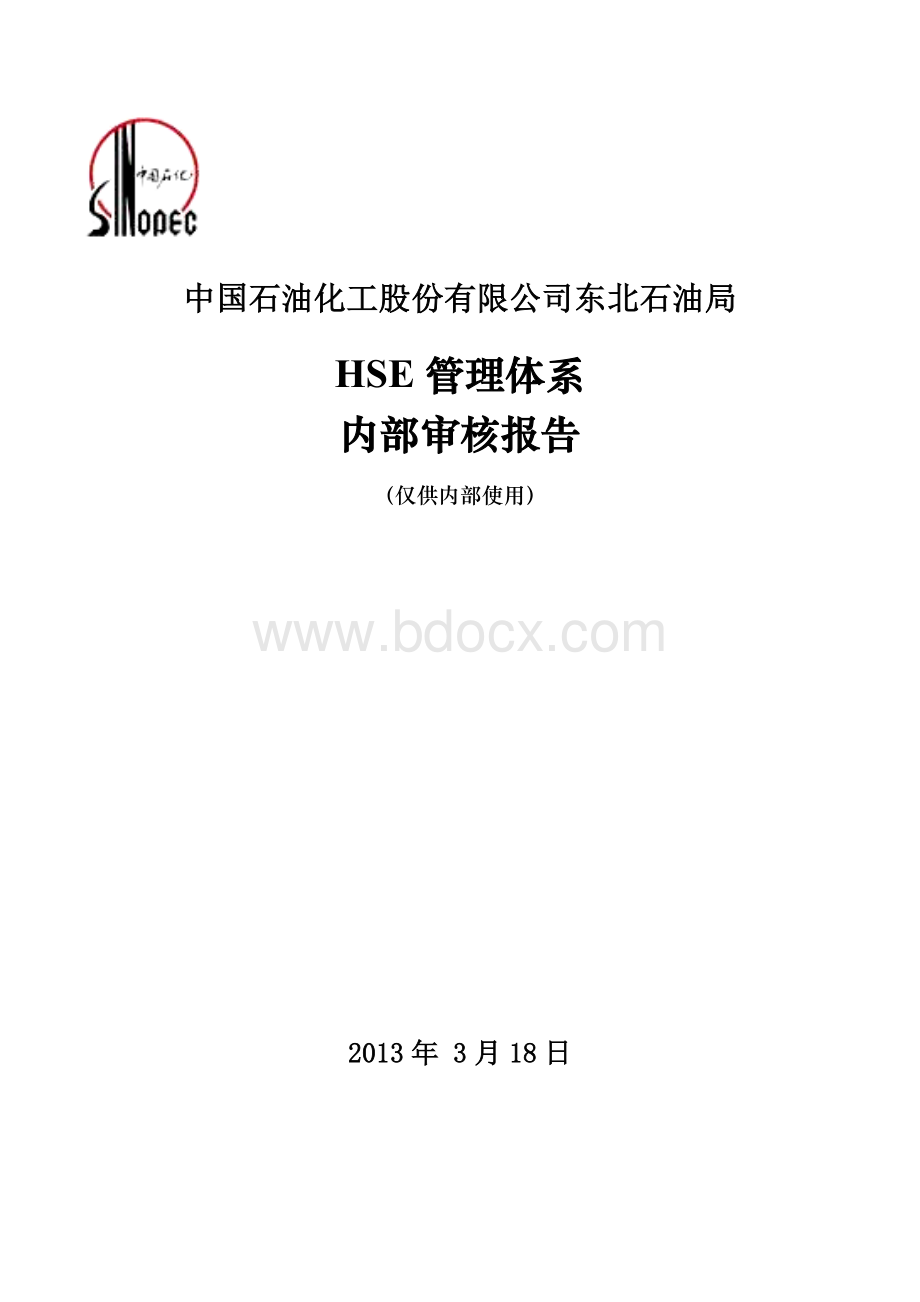 东北石油局HSE管理体系内部审核报告Word格式文档下载.doc_第1页