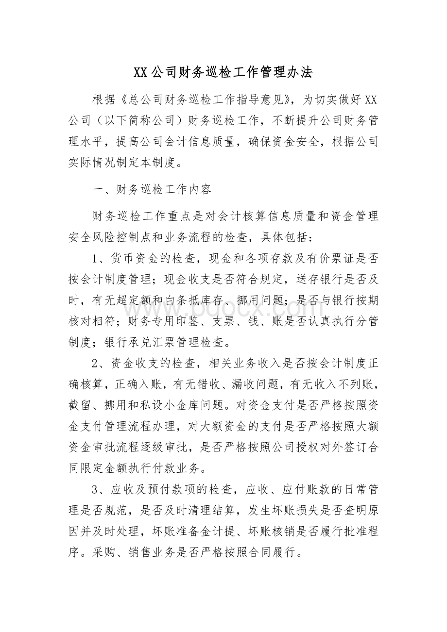 XX公司财务巡检工作管理办法文档格式.docx