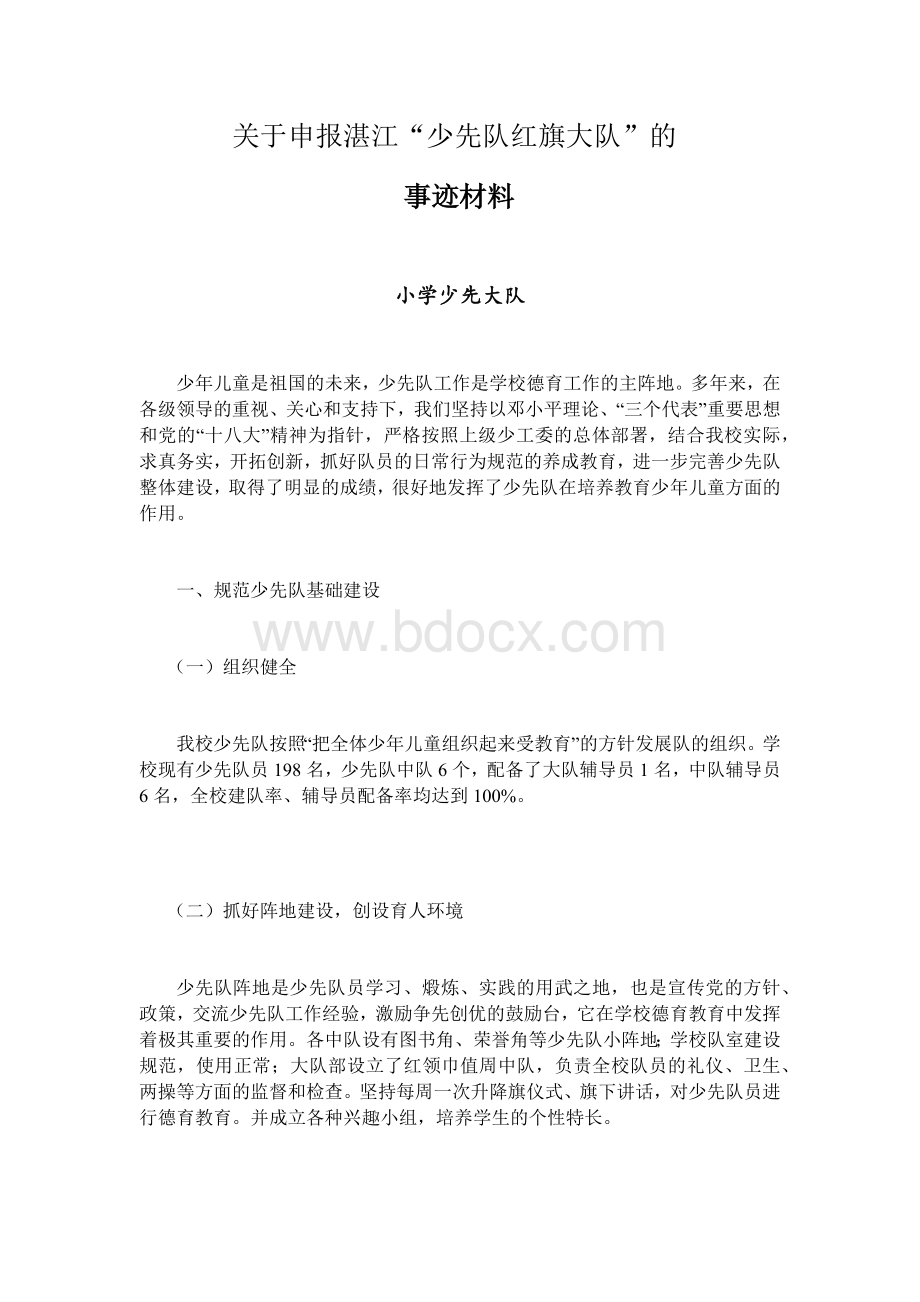 少先队红旗大队申报事迹材料.docx