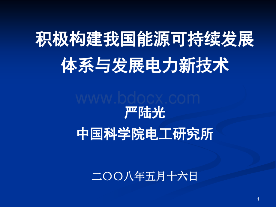 2008年5月浙江大学：积极构建能源可持续发展体系与发展电力新技术.ppt_第1页