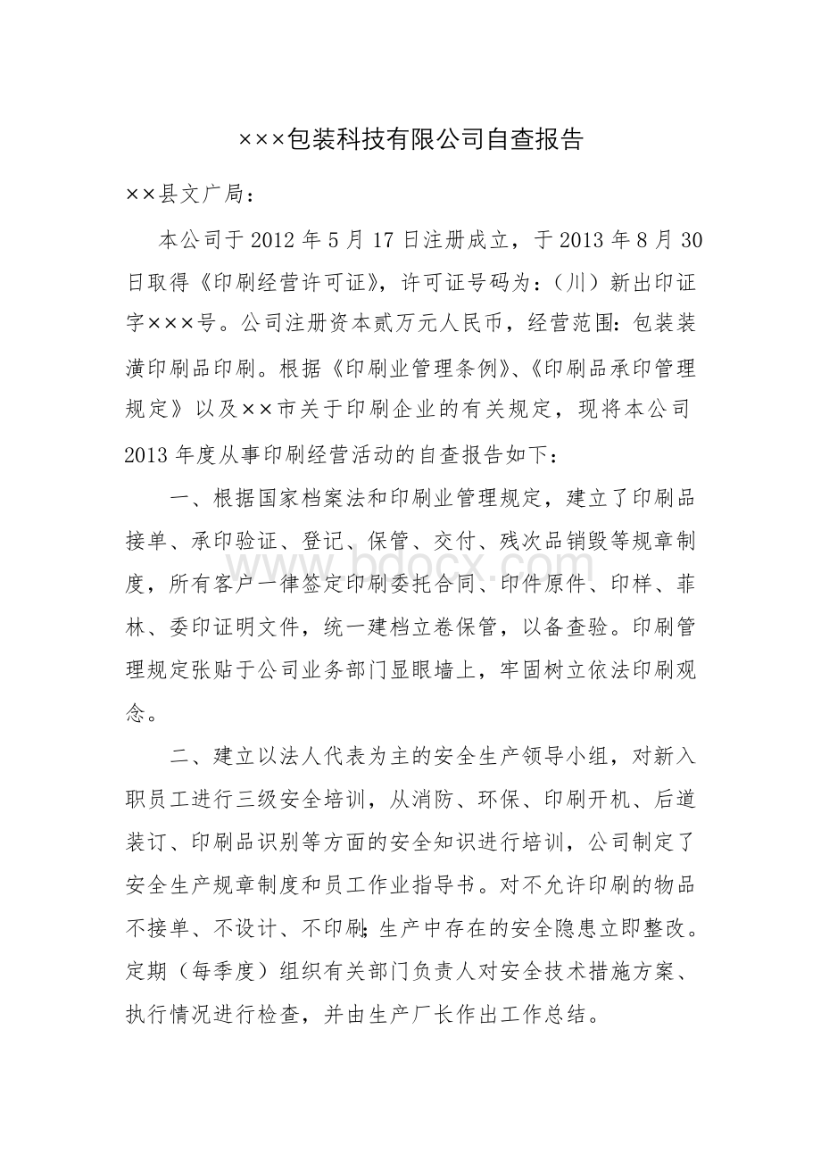 印刷企业年检自查报告Word格式.doc_第1页