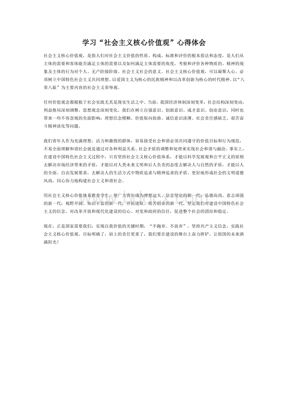 社会主义核心价值观心得体会文档格式.doc_第1页