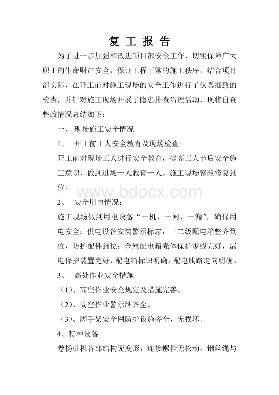 复工安全检查报告Word格式.doc_第1页