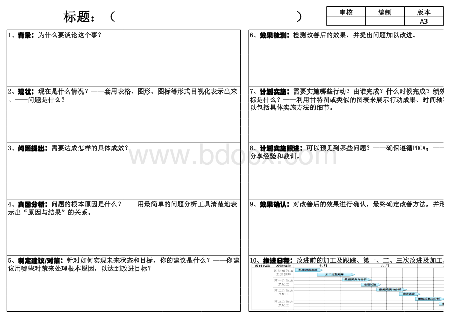 A3报告模板表格文件下载.xls