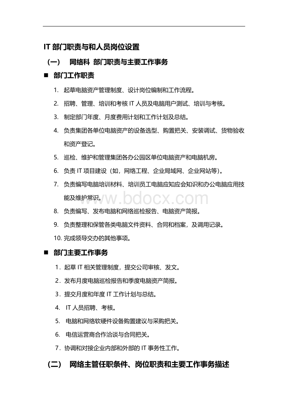 IT部门设置及岗位说明书.docx_第1页