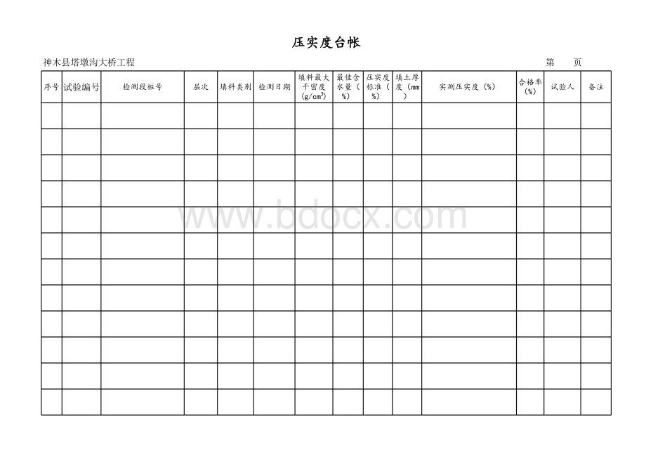 压实度台账表格文件下载.xls_第1页