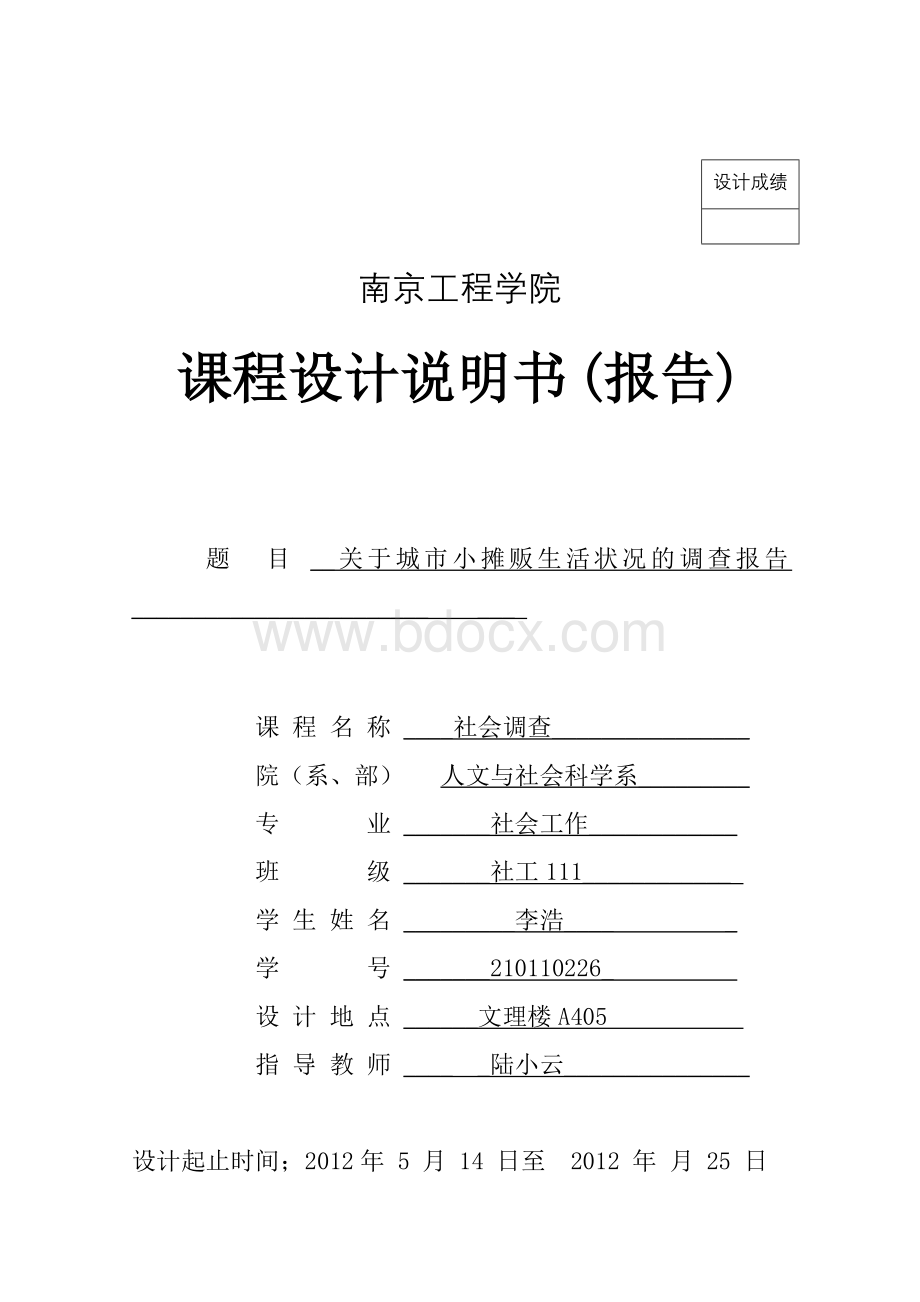 关于城市小摊贩生活状况的调查报告文档格式.doc