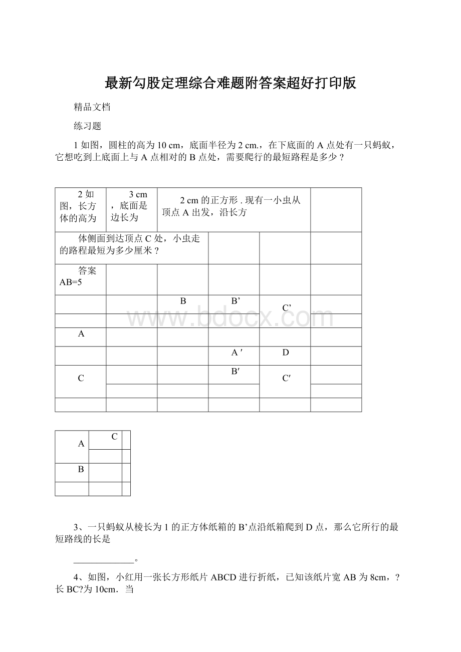 最新勾股定理综合难题附答案超好打印版Word文档格式.docx_第1页