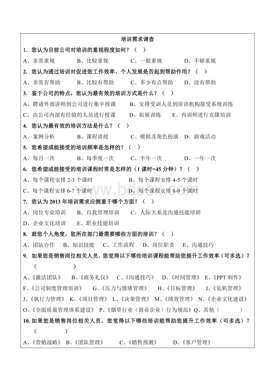 2013年度某某烟草公司培训需求调查表.doc_第2页