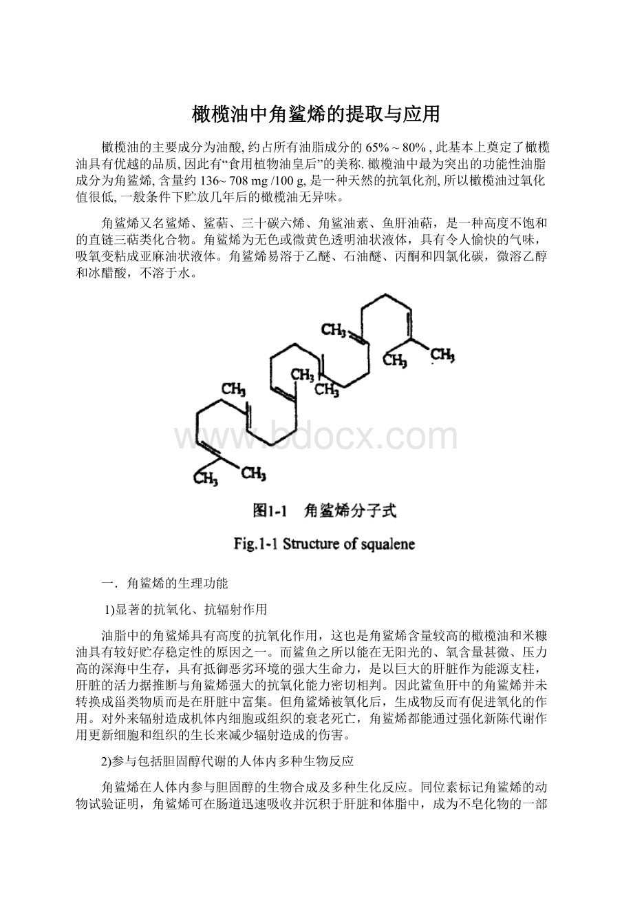 橄榄油中角鲨烯的提取与应用Word格式.docx