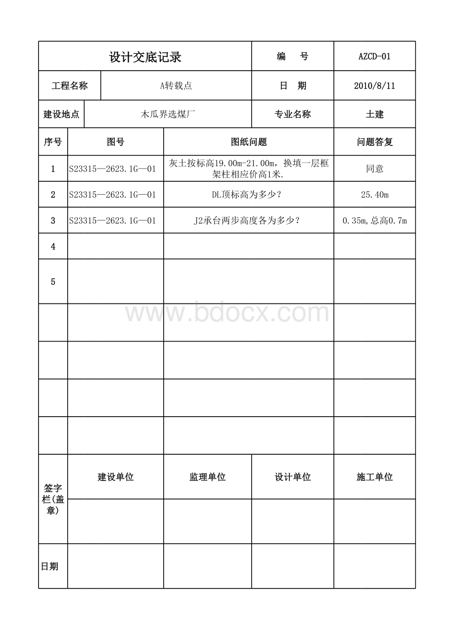 图纸会审表格表格文件下载.xls_第1页