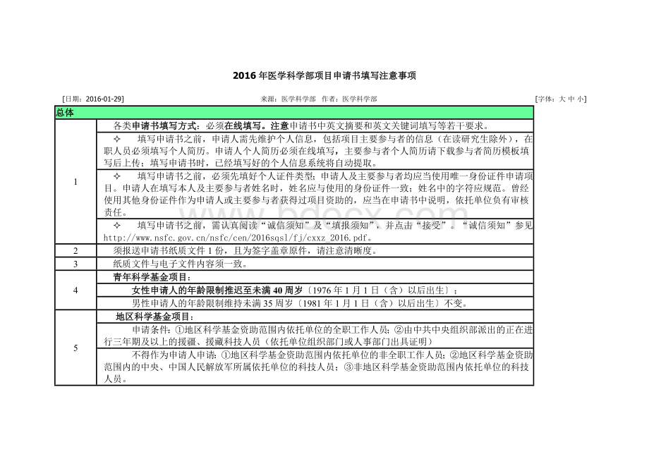 2016年医学科学部项目申请书填写注意事项Word文档格式.docx_第1页