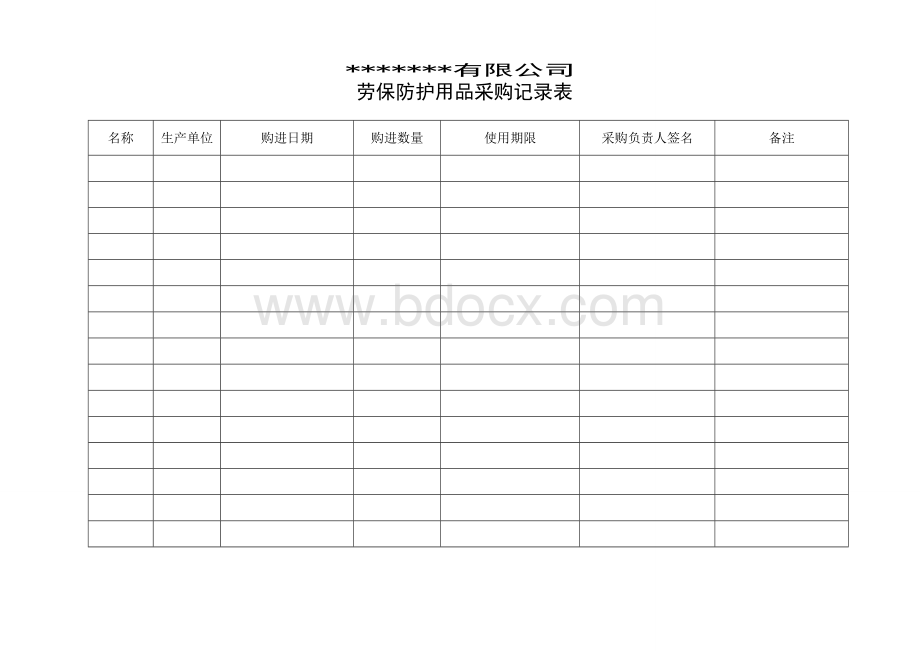 劳保防护用品采购发放记录表Word格式.doc_第1页