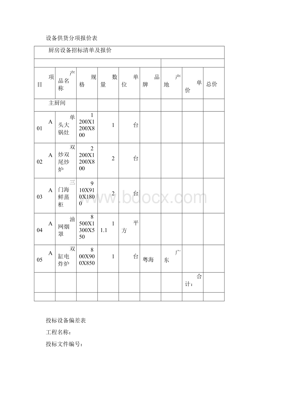 单位酒店厨房设备投标书文档格式.docx_第3页