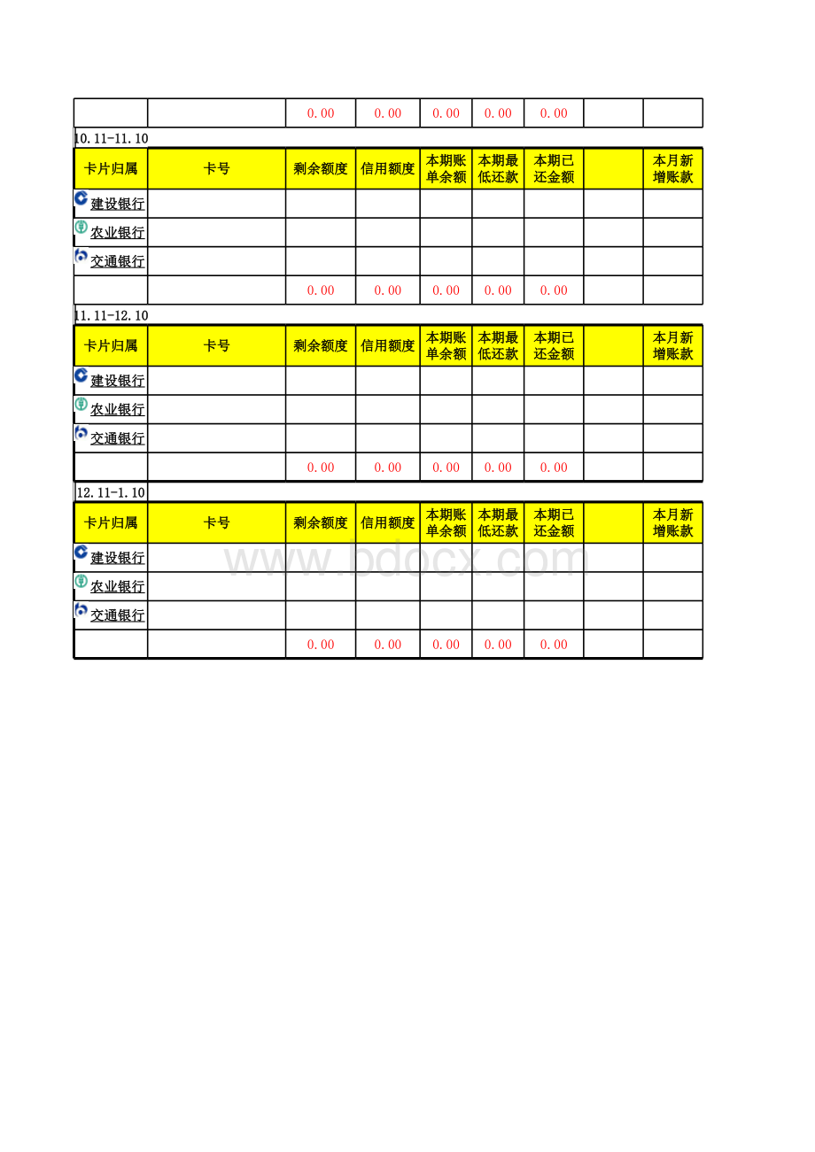 信用卡还款明细模板表格文件下载.xls_第3页