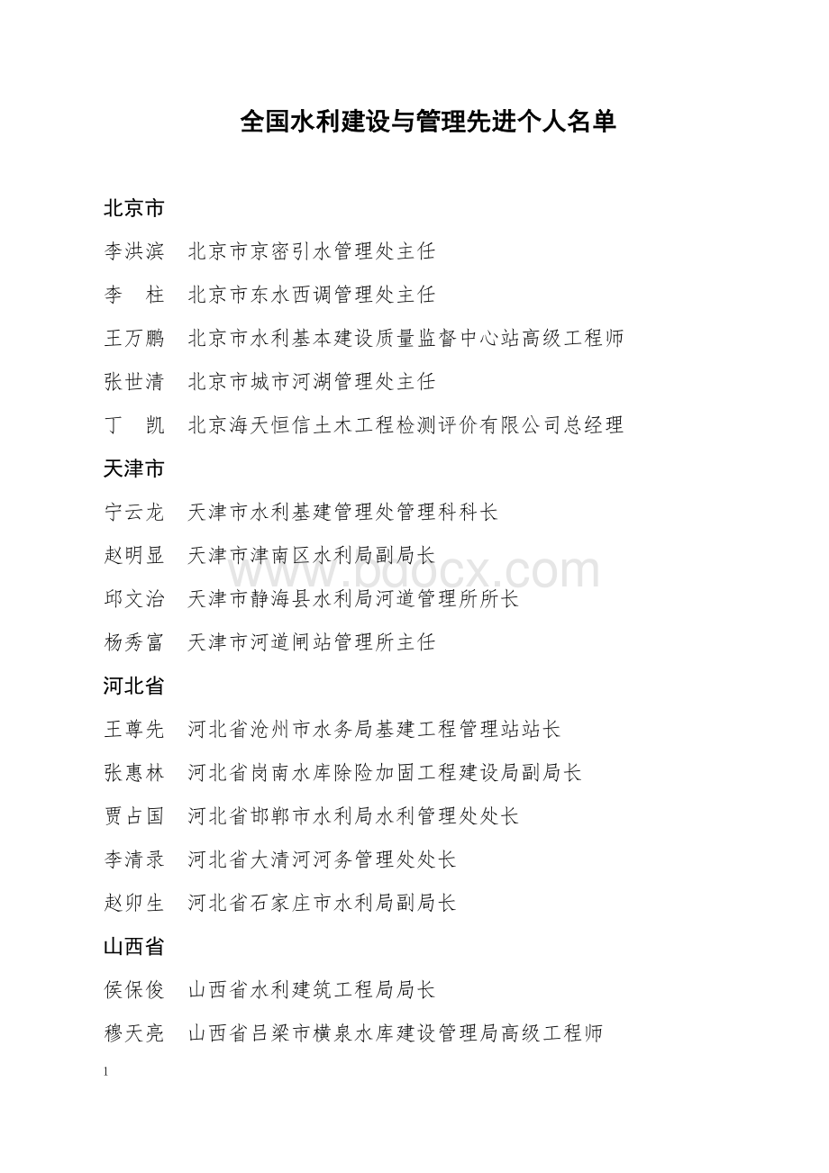 全国水利建设与管理先进个人名单.doc_第1页