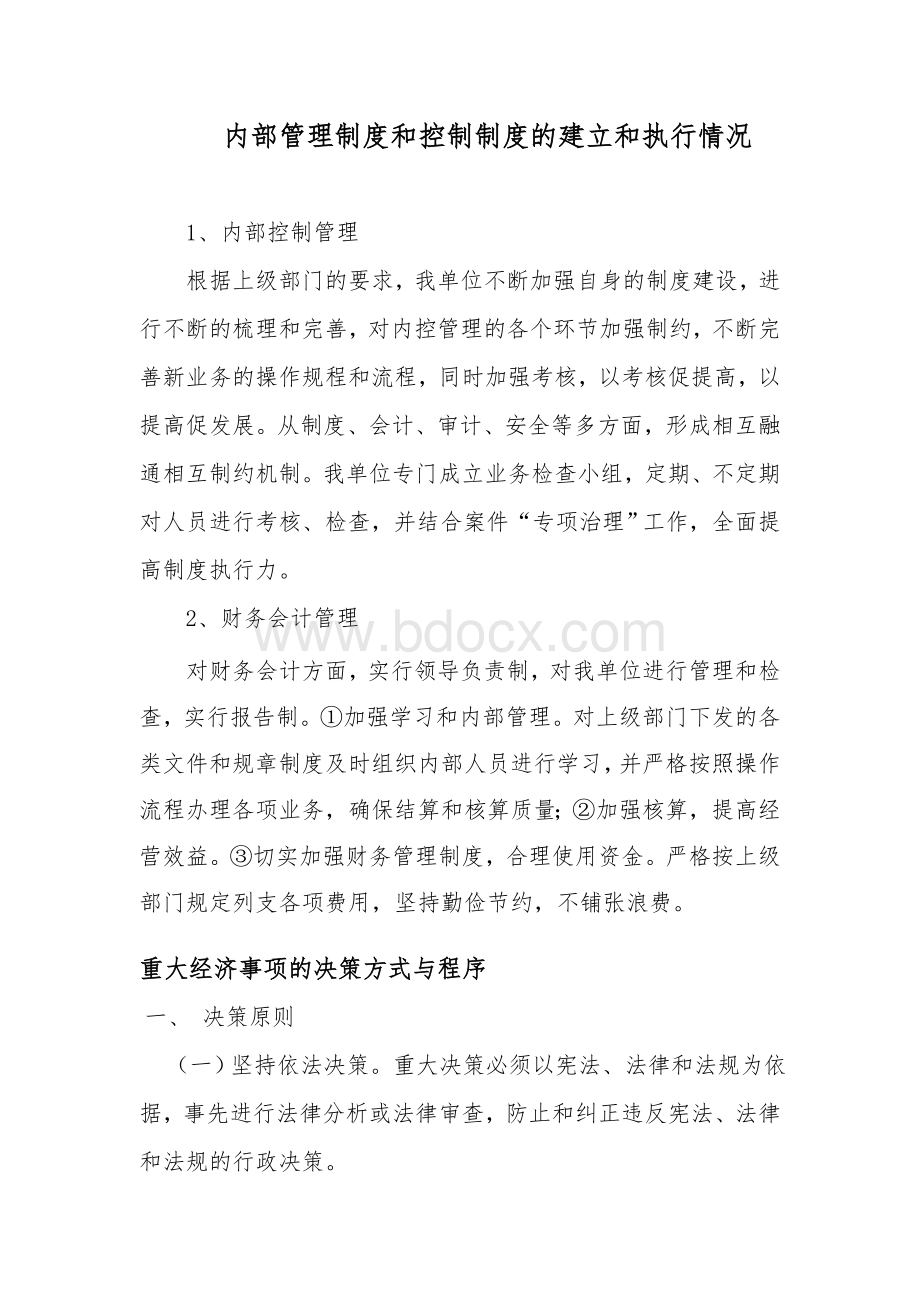 内控制度的执行情况Word文件下载.doc