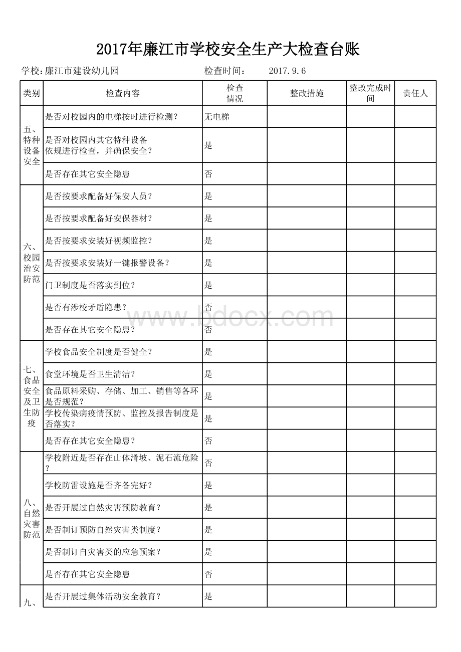 2017年2廉江市学校安全生产大检查台账表格文件下载.xls_第2页