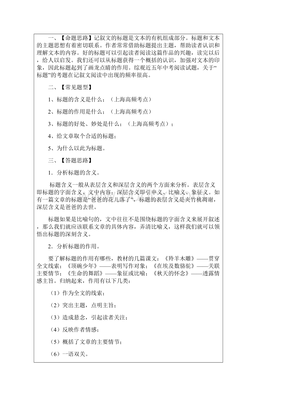 初一语文记叙文标题的含义与作用教案讲课教案.docx_第2页