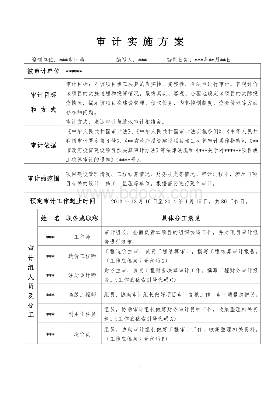 优秀审计项目实施方案参考范本Word文件下载.doc_第2页