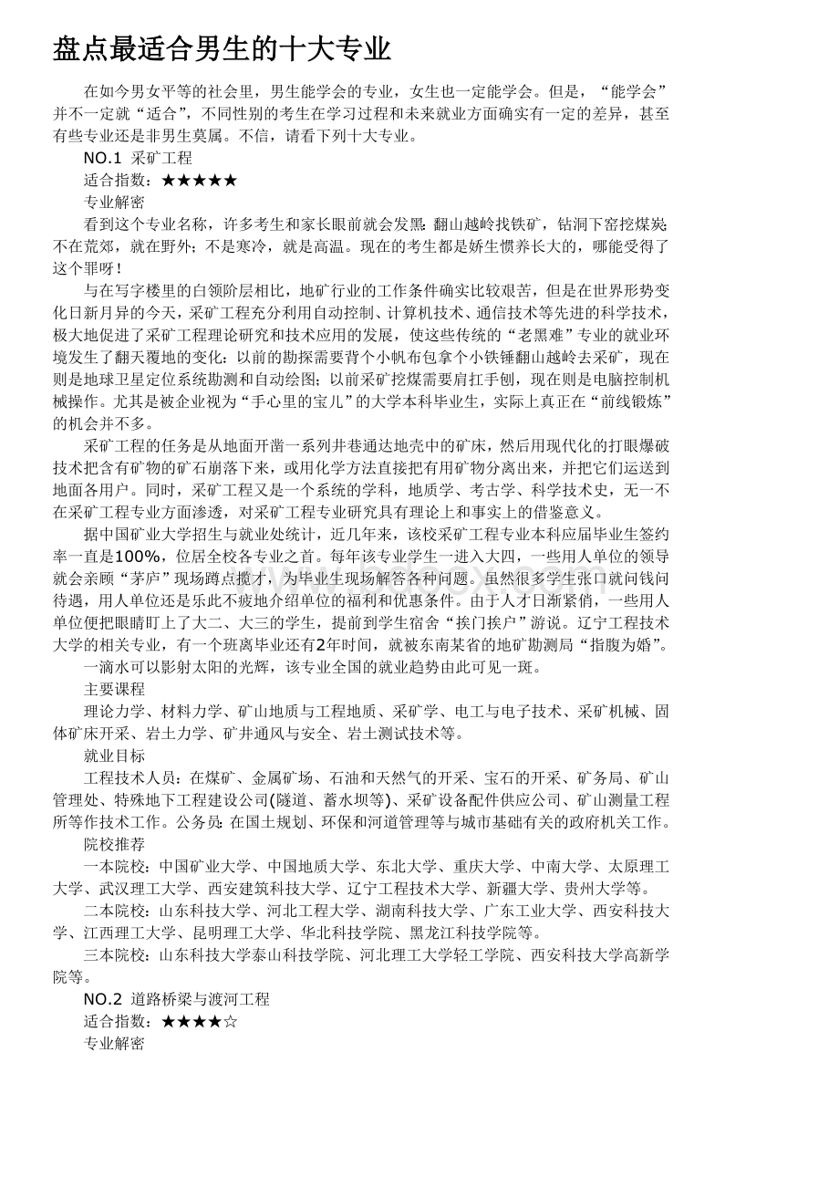 盘点最适合男生的十大专业Word格式文档下载.doc