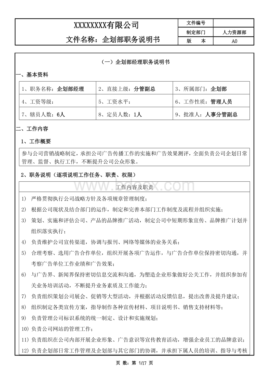 企划部人员岗位职责文档格式.doc_第2页