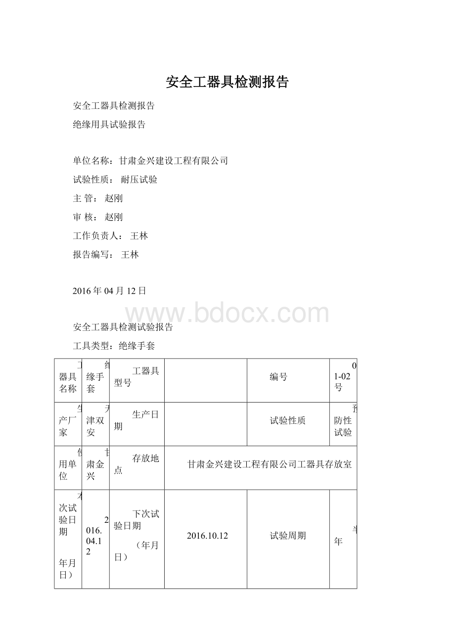 安全工器具检测报告Word格式.docx_第1页