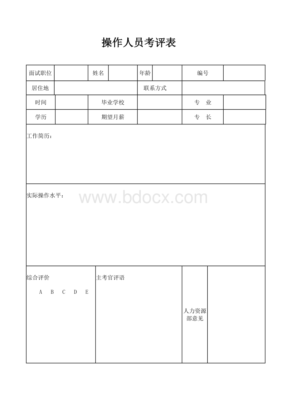 招聘人员面试考核表Word格式文档下载.doc_第2页