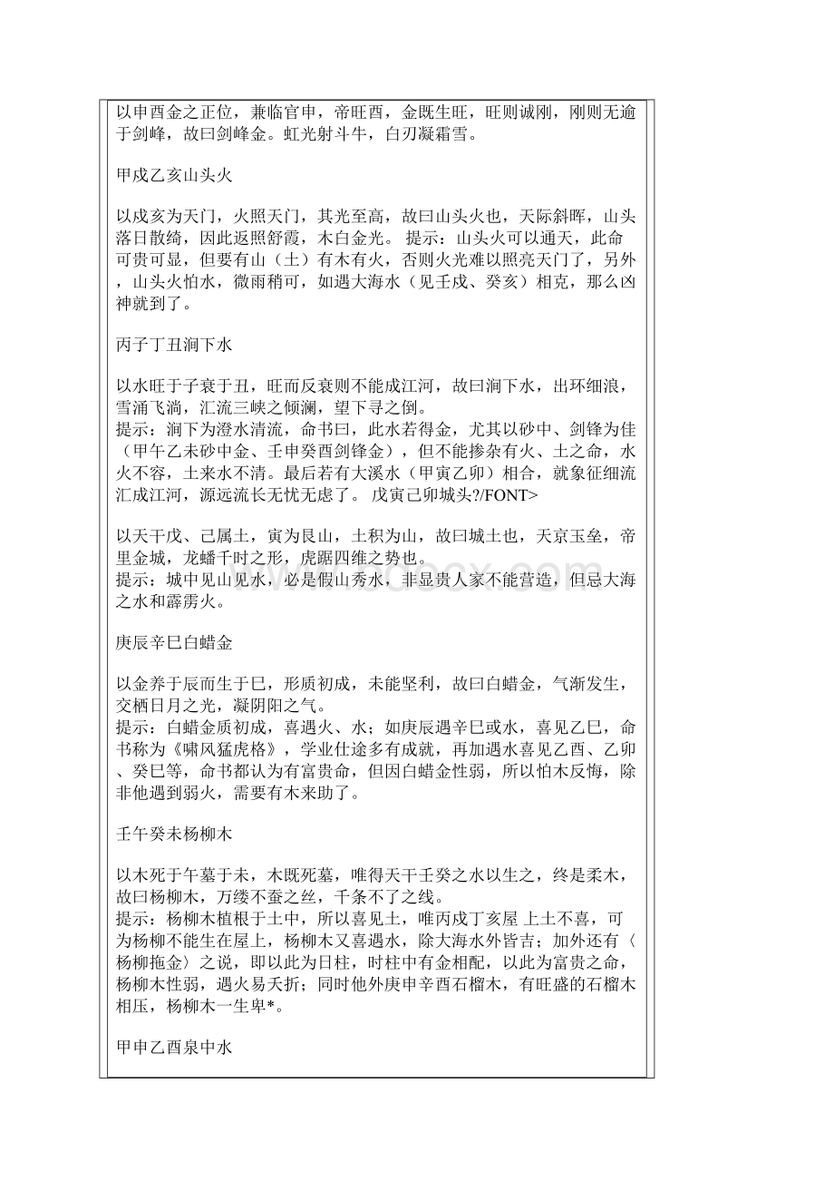 六十花甲子纳音表详解Word格式文档下载.docx_第2页