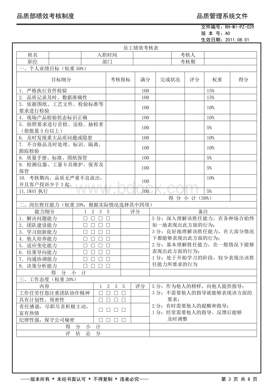 品质部绩效考核制度Word格式.doc_第3页