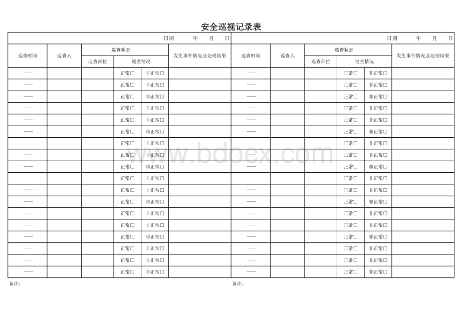 保安安全巡查记录表格文件下载.xls_第1页