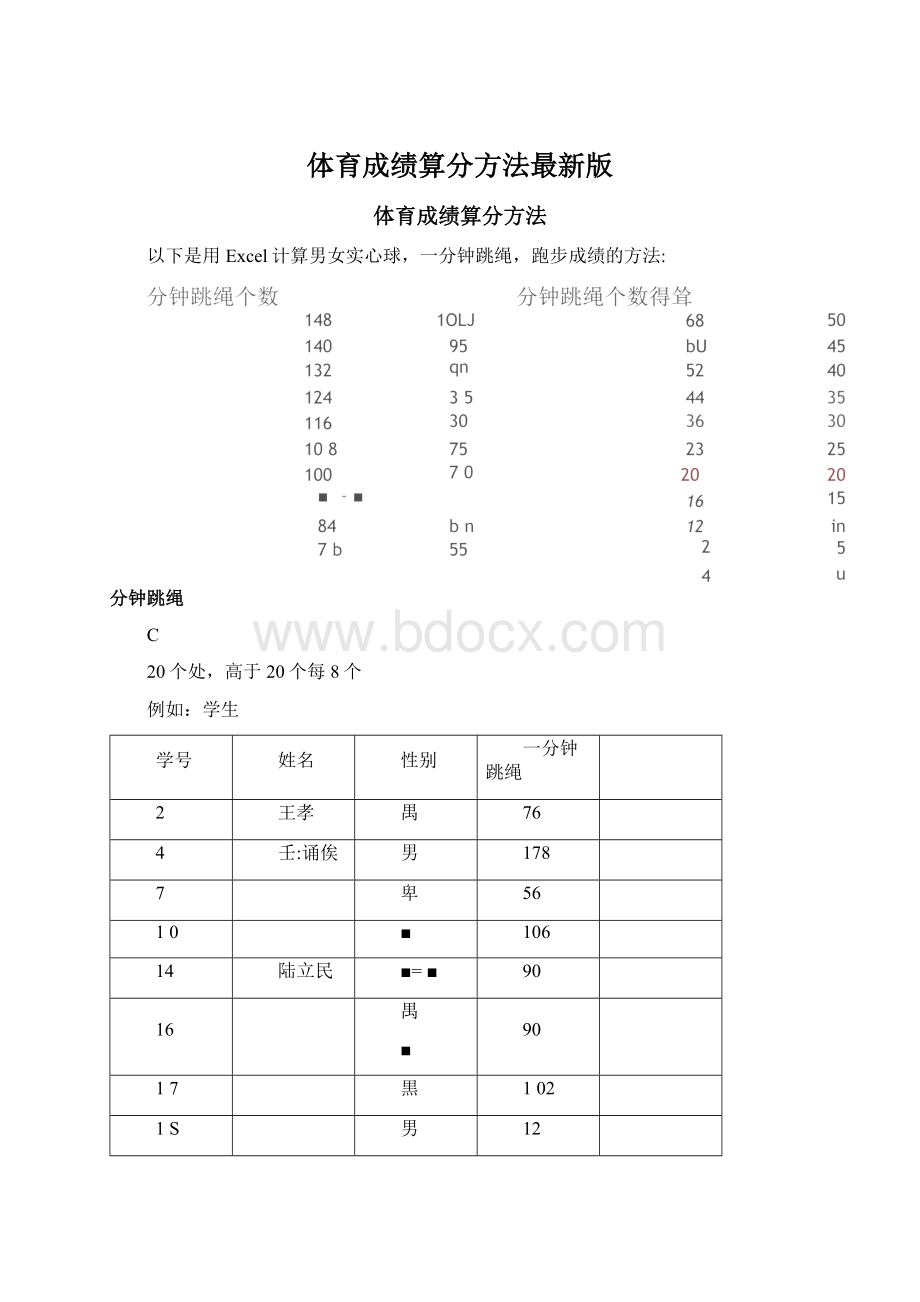 体育成绩算分方法最新版文档格式.docx