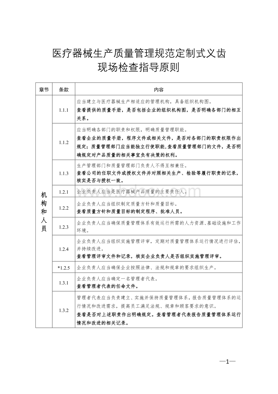 医疗器械生产质量管理规范定制式义齿现场检查指导原则.docx_第1页