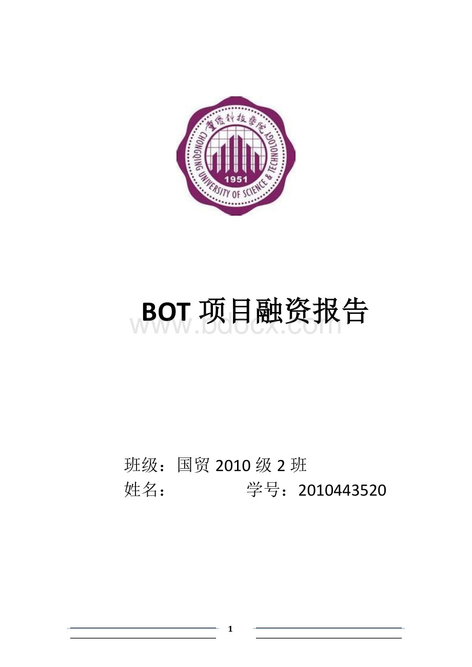 BOT融资项目报告Word格式.doc