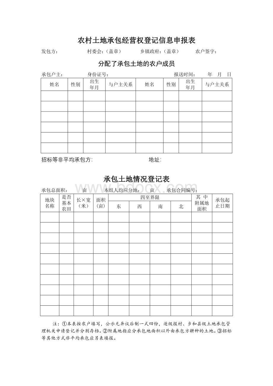 农村土地承包经营权登记信息申报表.doc