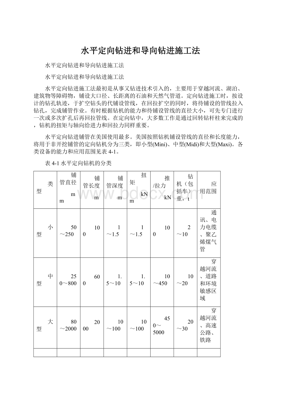 水平定向钻进和导向钻进施工法.docx_第1页