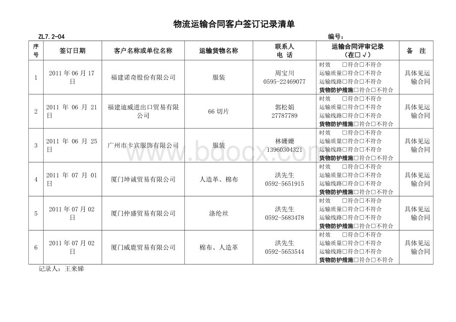 7.2-04合同签订记录单.doc_第1页