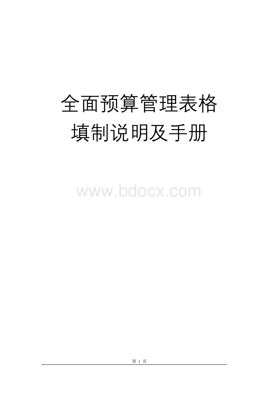 全面预算管理表格填制说明及手册.doc_第1页