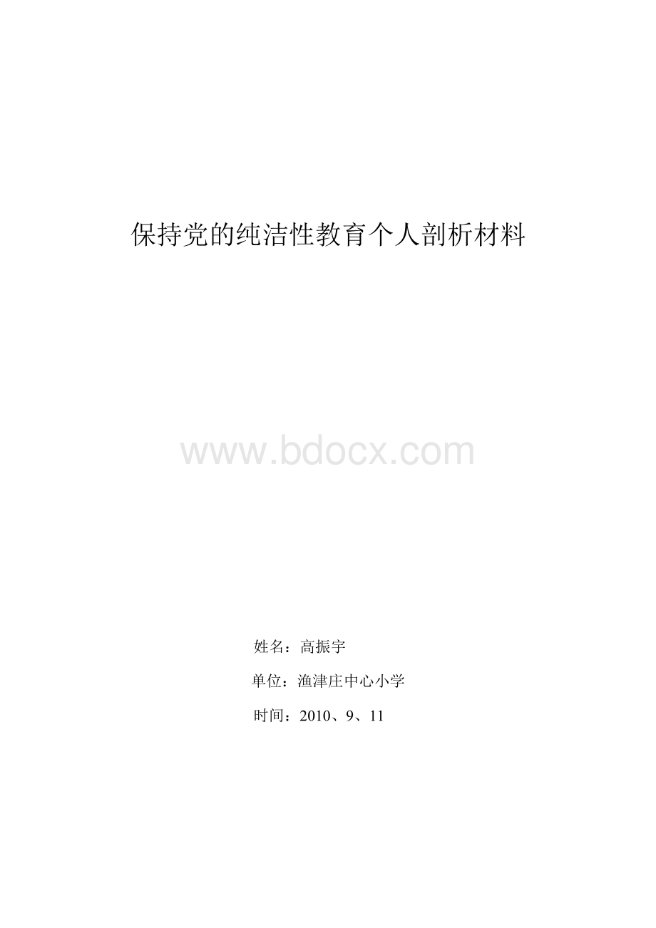 保持党的纯洁性教育个人剖析材料.doc