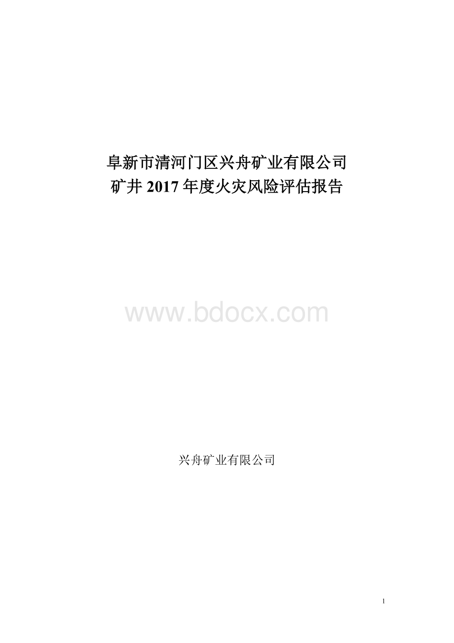 兴舟矿业有限公司2017年度火灾风险评估报告文档格式.doc