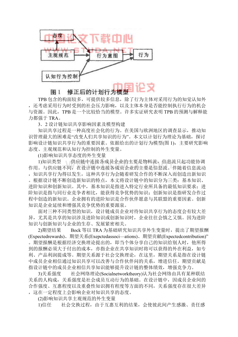 试论计划行为理论的设计链知识共享因素及模型研究.docx_第3页