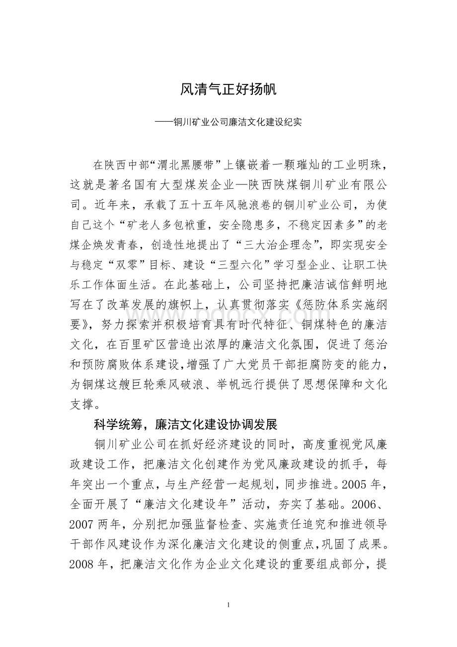 公司廉洁文化建设纪实.doc