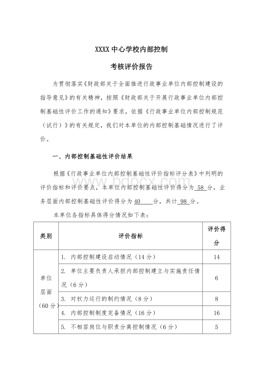 内部控制考核评价报告Word文档格式.doc