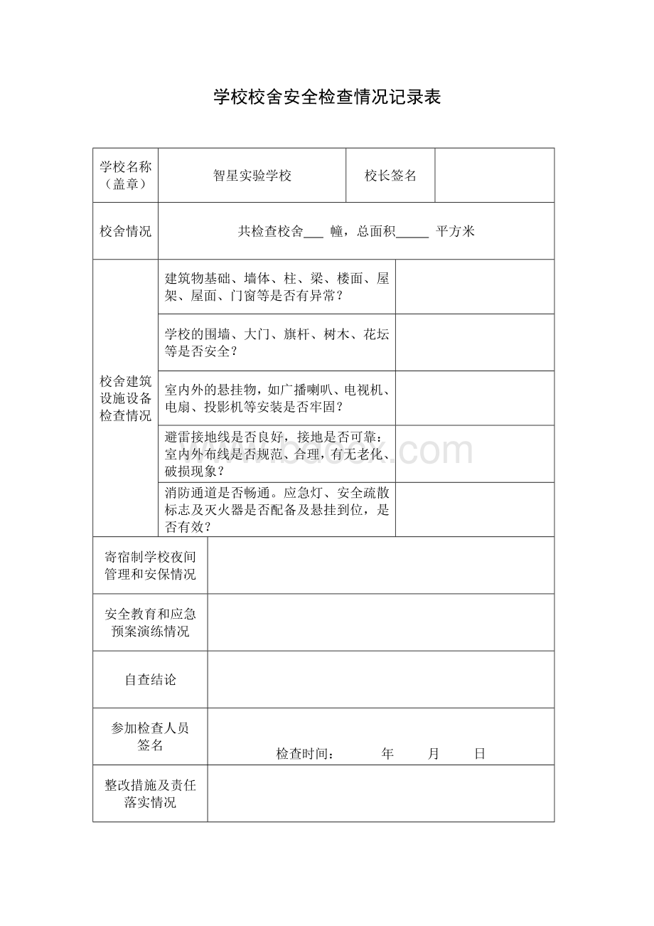 学校校舍安全检查情况记录表.doc