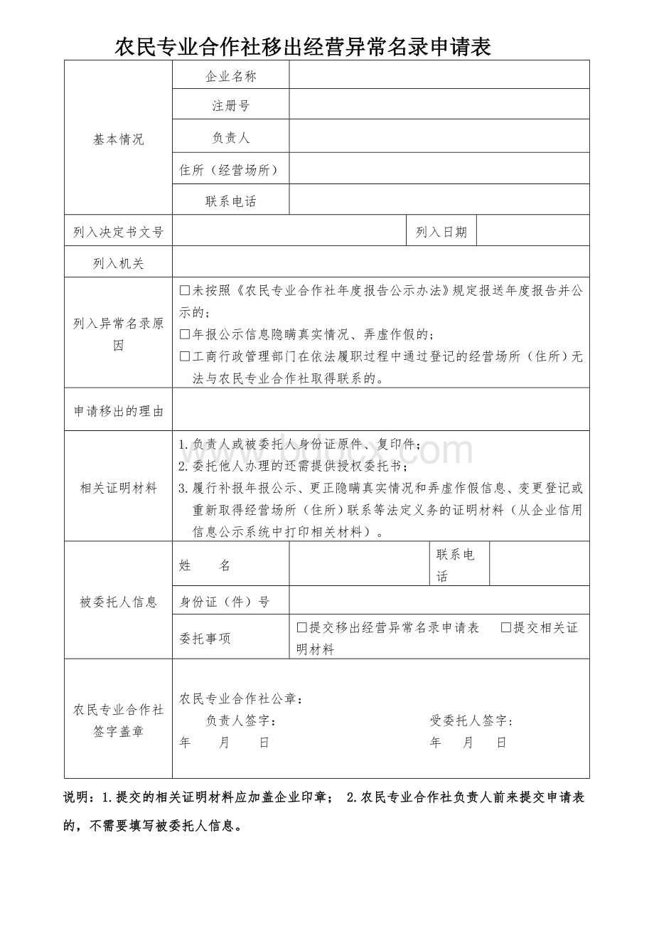 企业、合作社、个体移出经营异常名录申请表Word文件下载.doc_第2页