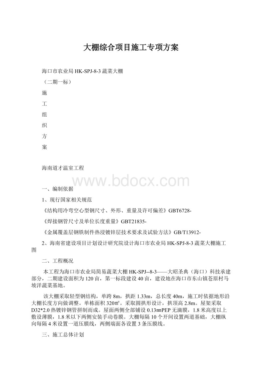 大棚综合项目施工专项方案.docx_第1页