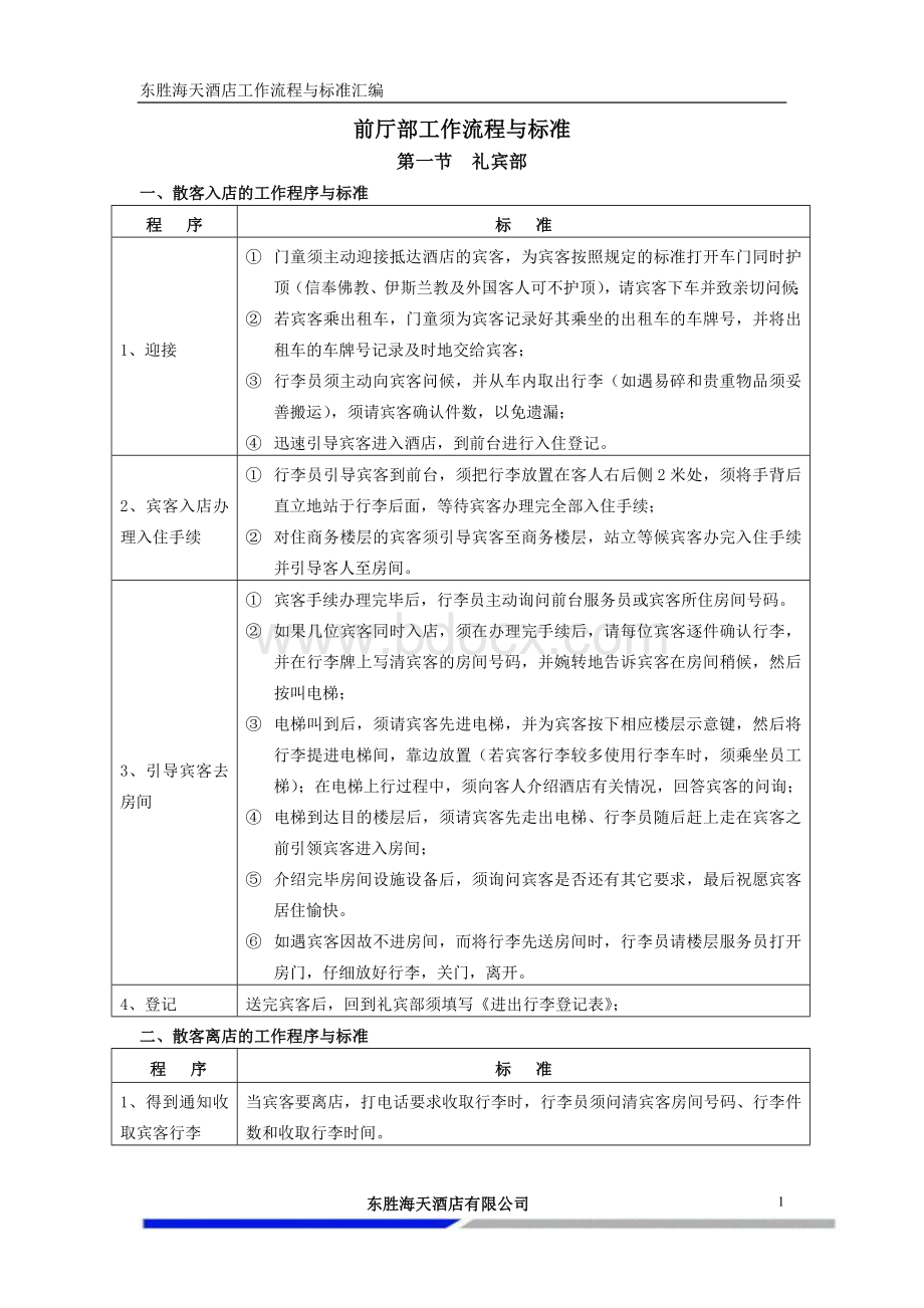 五星级酒店前厅部工作流程文档格式.doc_第1页