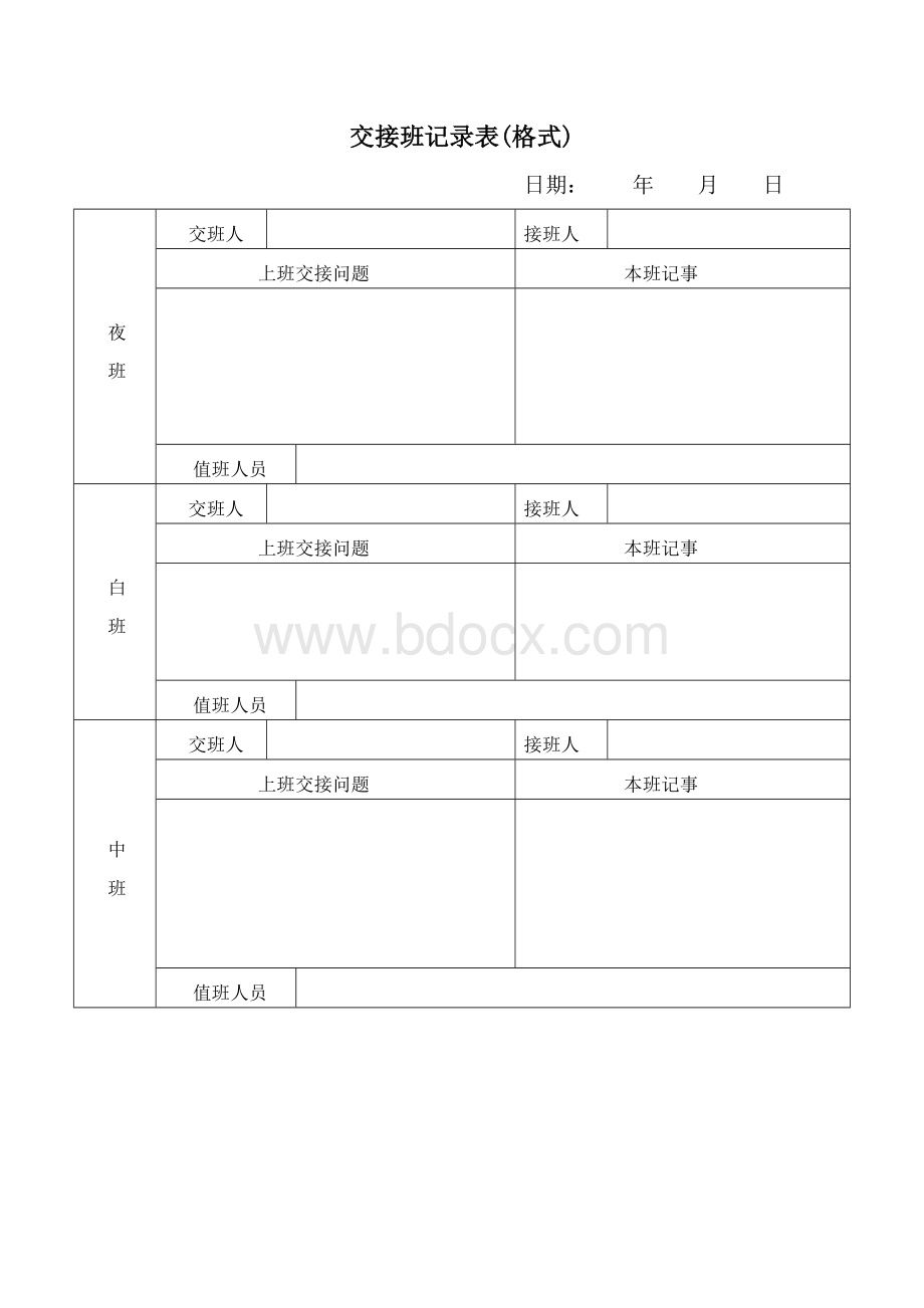 交接班记录表(格式)Word文档格式.doc