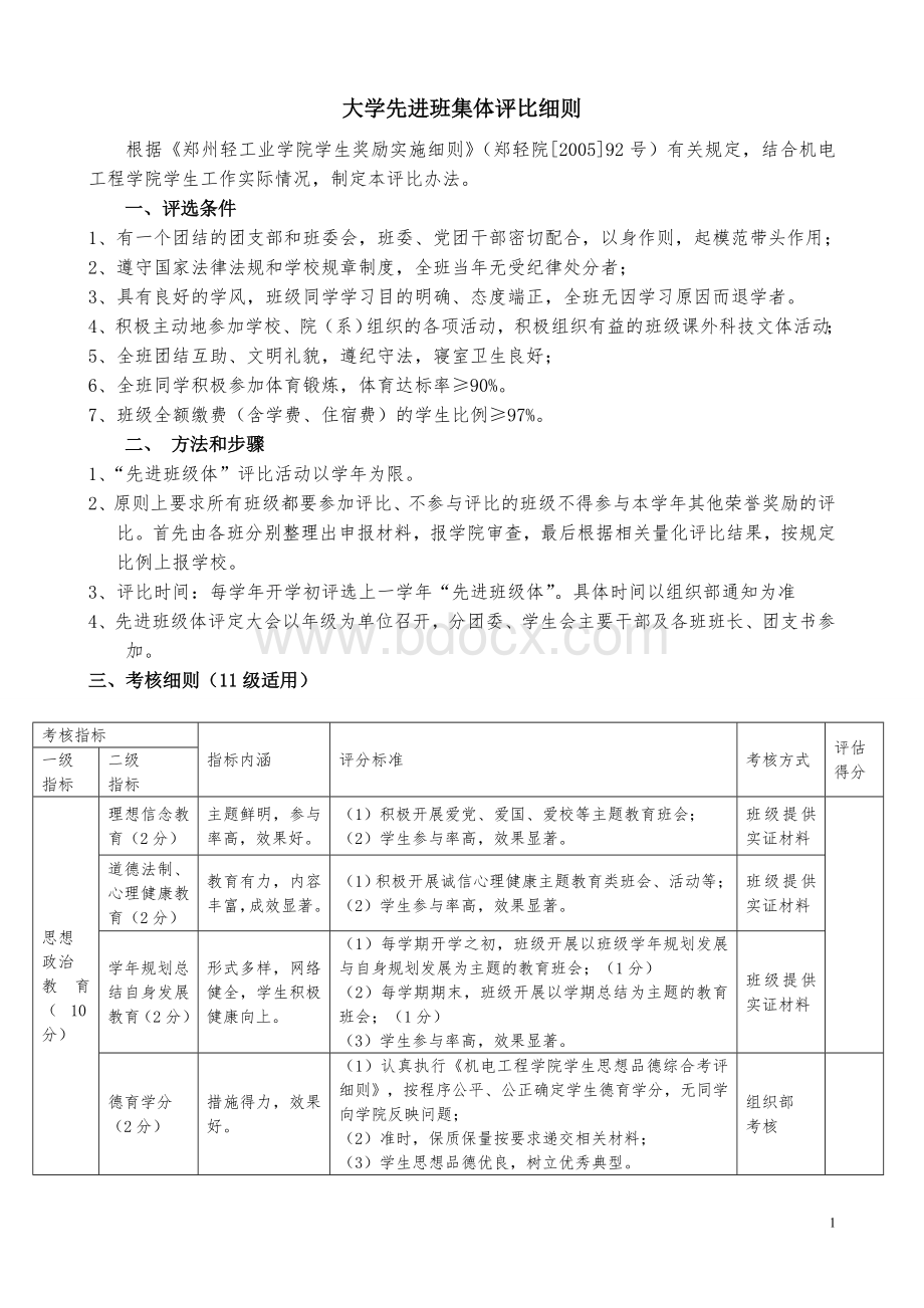 大学先进班集体评比细则.doc_第1页